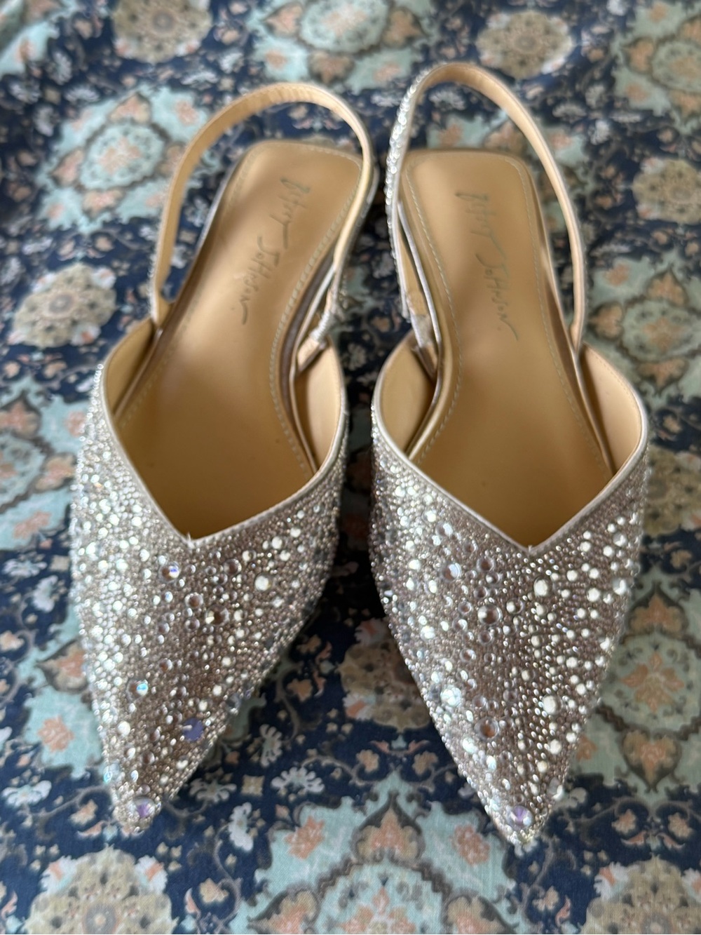 BETSEY JOHNSON Vance Silver Rhinestone Mule Flats